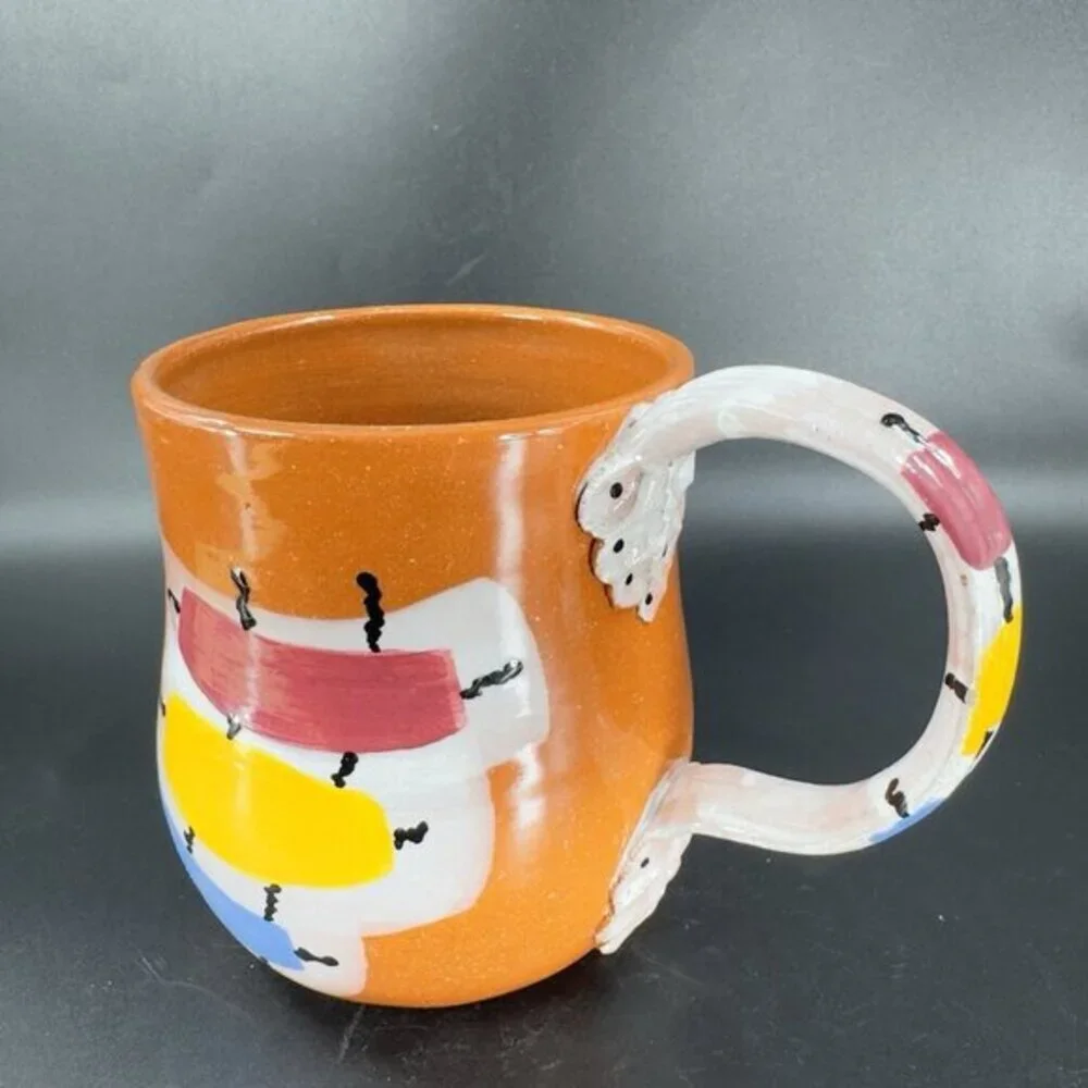 Vintage‎ 1988 Roberta Waterman Hand Made Oversize Coffee Mug Cup Made In Chicago
